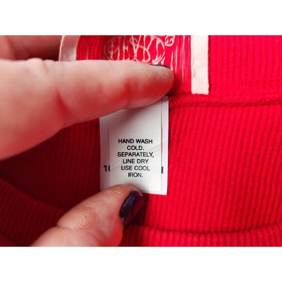 Vintage 80s 90s Red Cropped Baseball Sweatshirt Small Cotton Home Run Graphic To - Picture 7 of 8